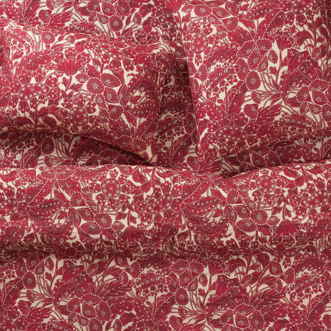 Lucia Linen Sheets - Crimson