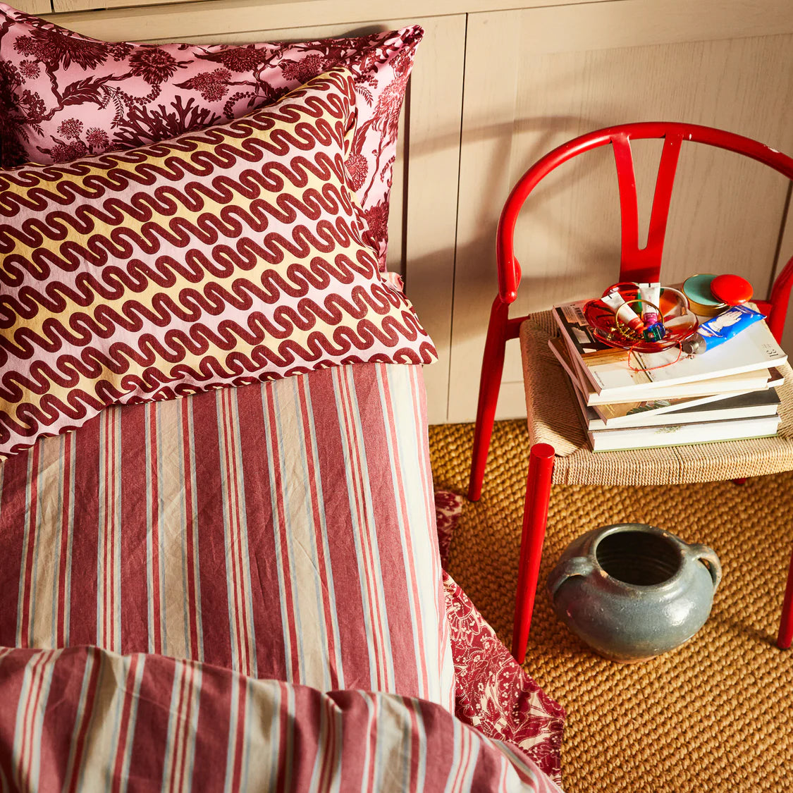 Selene Cotton Sheets - Crimson