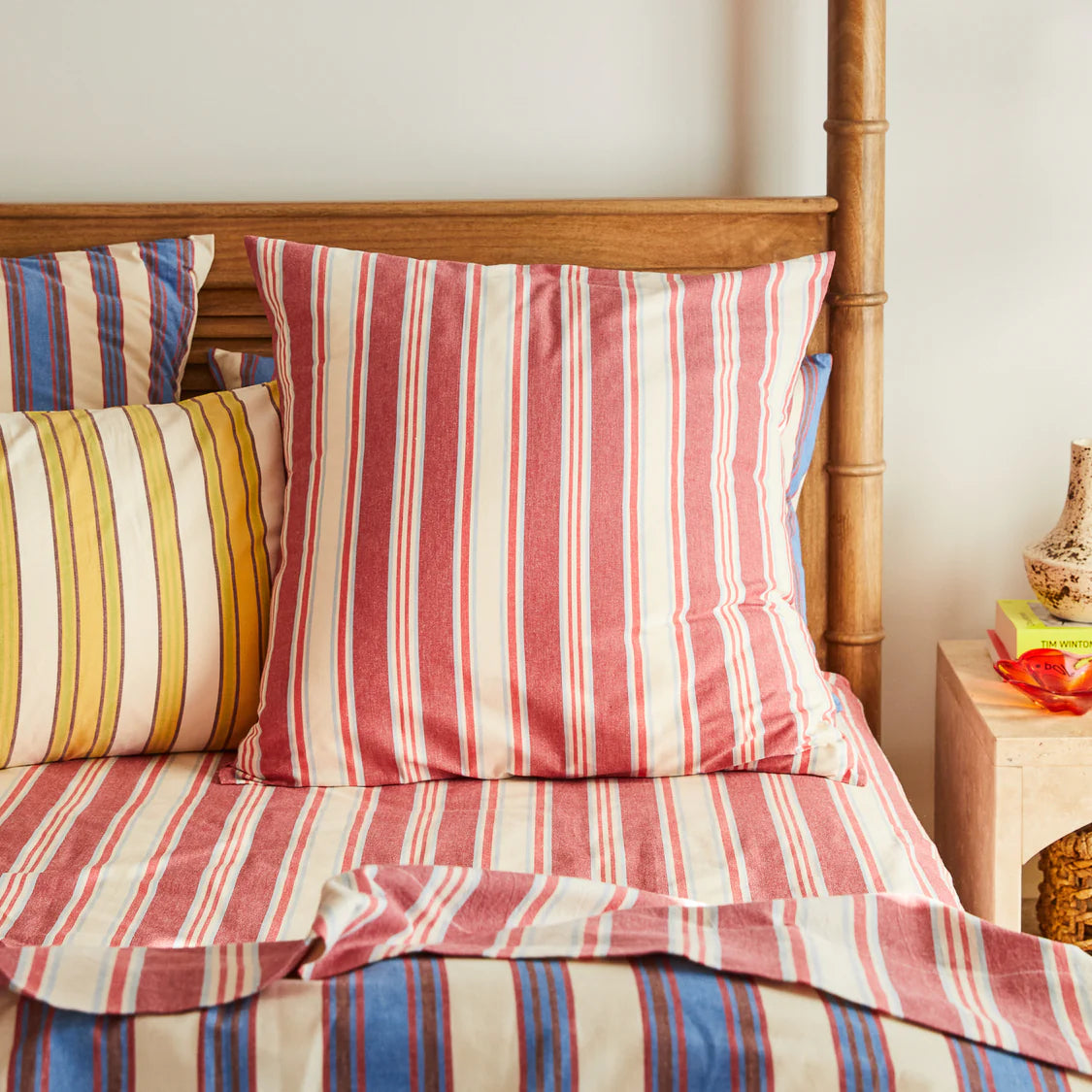 Selene Cotton Euro Pillowcase Set - Crimson