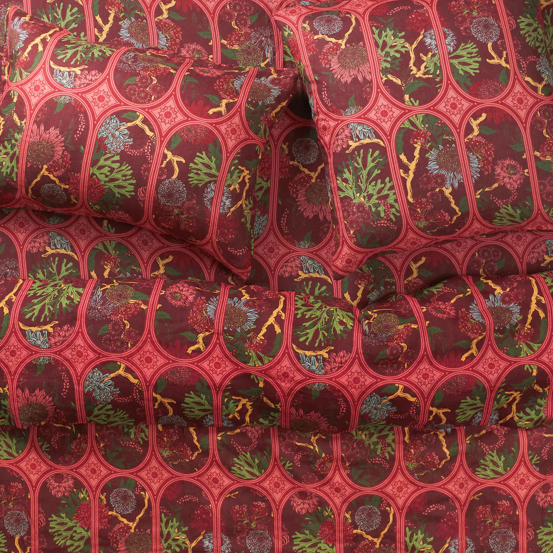 Naia Linen Quilt Cover - Garnet