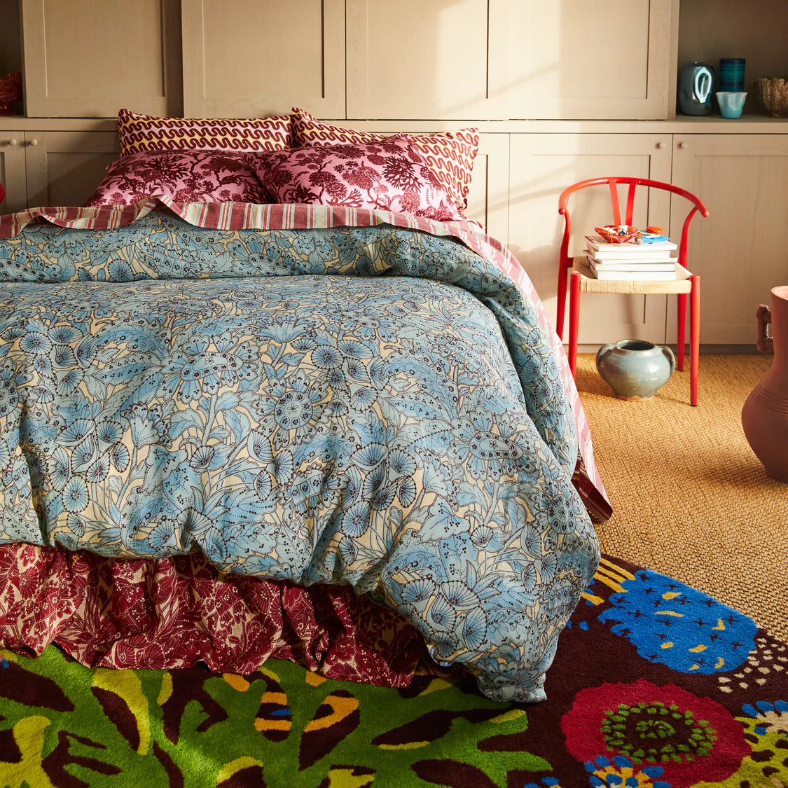 Lucia Linen Quilt Cover - Cerulean