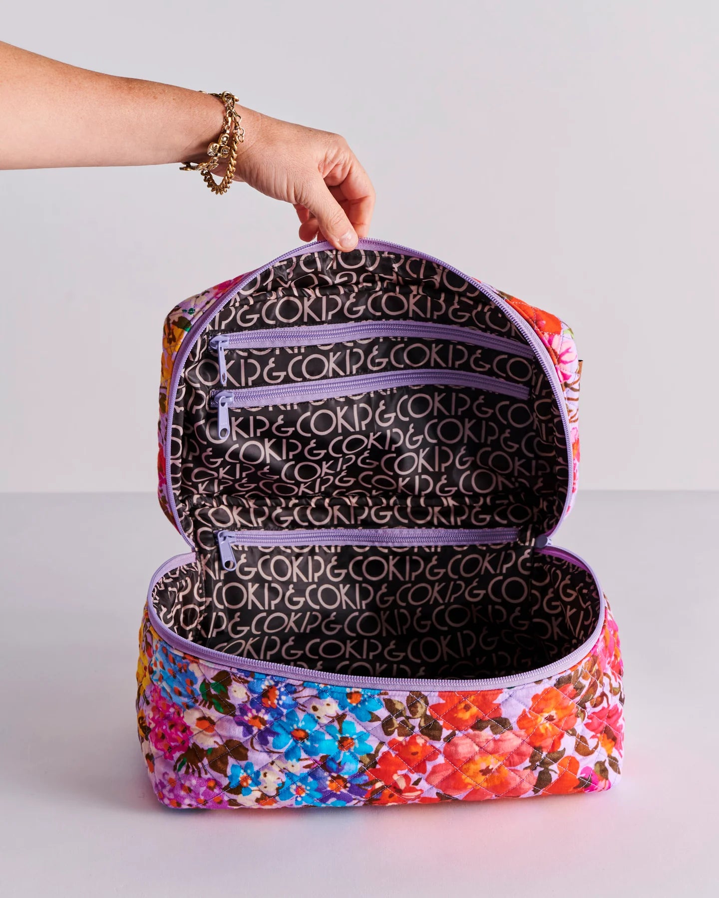 Forever Floral Lilac Quilted Cotton Toiletry Bags