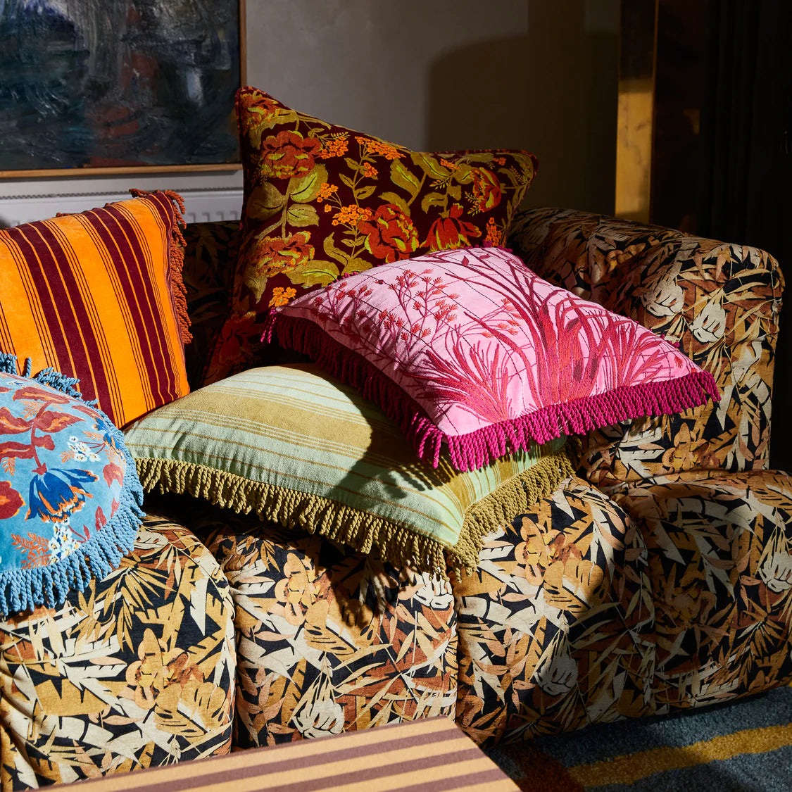 Adelyn Embroidered Cushion - Cosmo Pink (Feather)