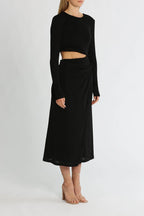Misha Black Long Sleeve Midriff Dress - 6