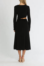 Misha Black Long Sleeve Midriff Dress - 6