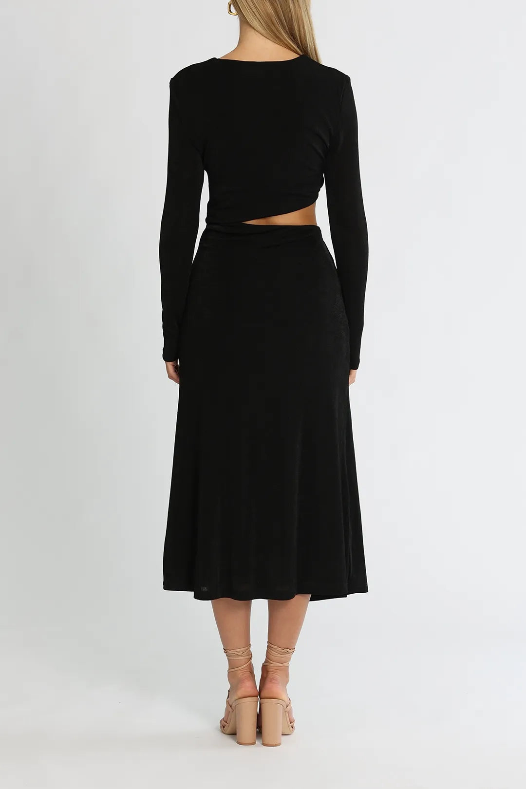 Misha Black Long Sleeve Midriff Dress - 6