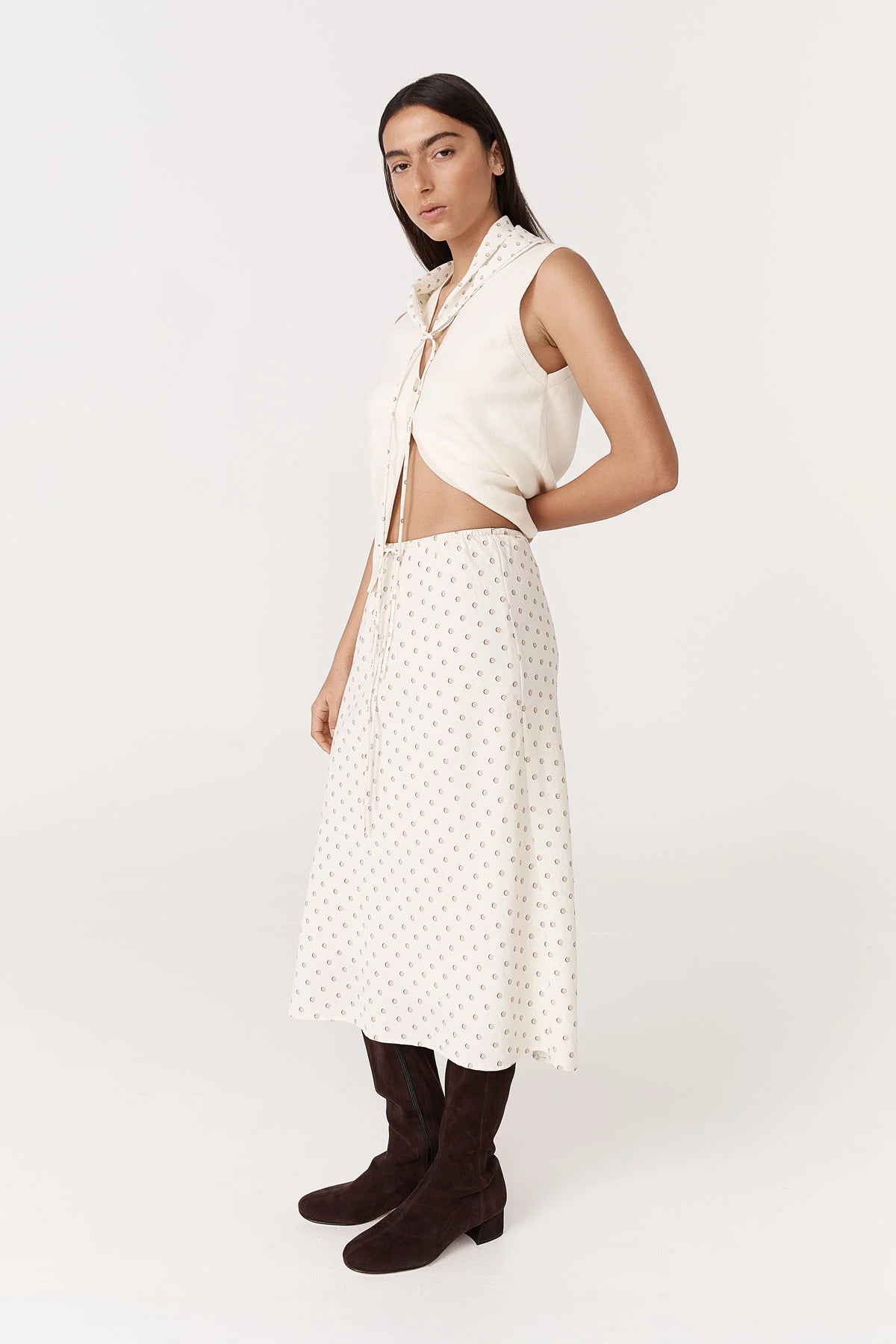 Frannie Silk Midi Skirt - Vanilla Spot