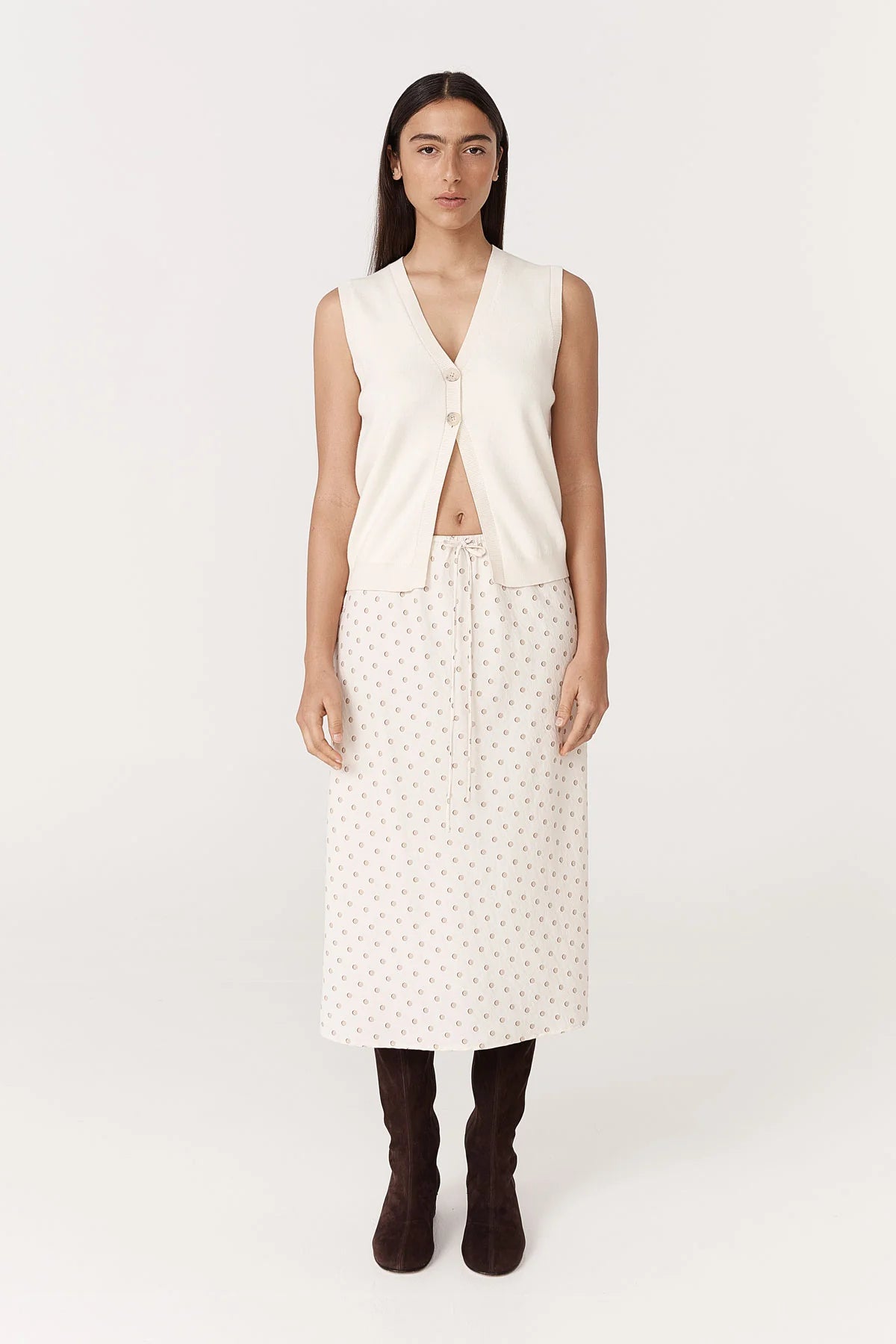 Frannie Silk Midi Skirt - Vanilla Spot