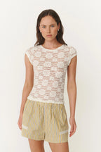 Galo Sunflower Lace Tee - Creme