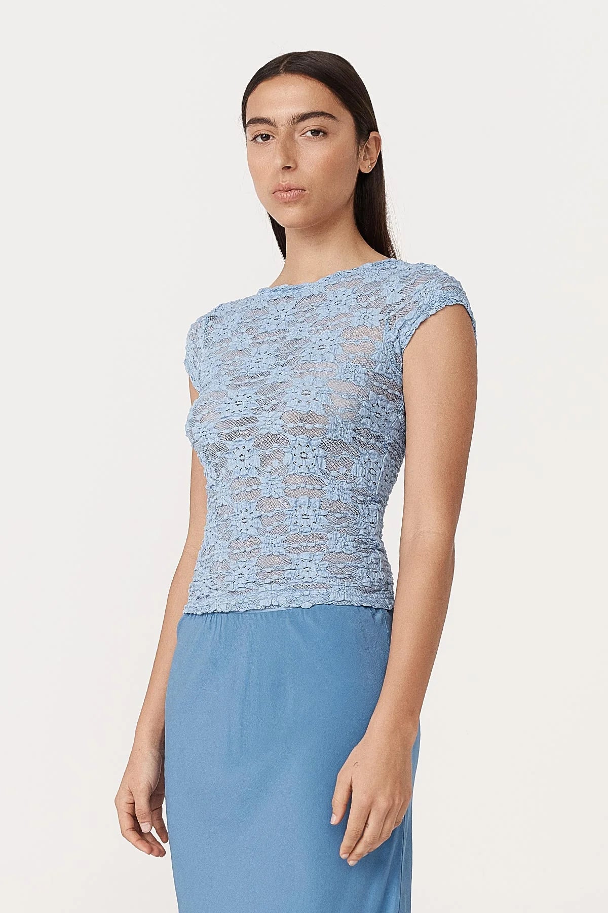 Galo Sunflower Lace Tee - Periwinkle